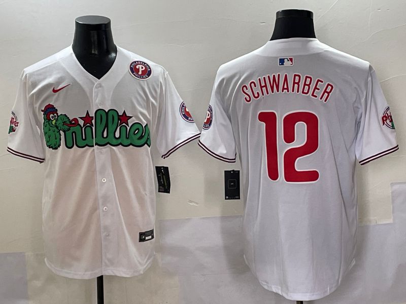 Men Philadelphia Phillies #12 Schwarber White three generations Joint Name Nike 2025 MLB Jersey style 7->philadelphia phillies->MLB Jersey